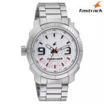 Fastrack 3168SM01 White Dial Analog Watch For Men- Silver