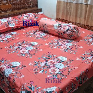 Home Bed Sheet Pink White Print